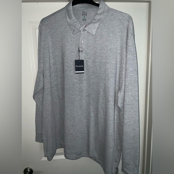 Jos. A. Bank Men's Tailored Fit Polo Shirt Size 4X NWT Long Sleeves Gray - Picture 1 of 9